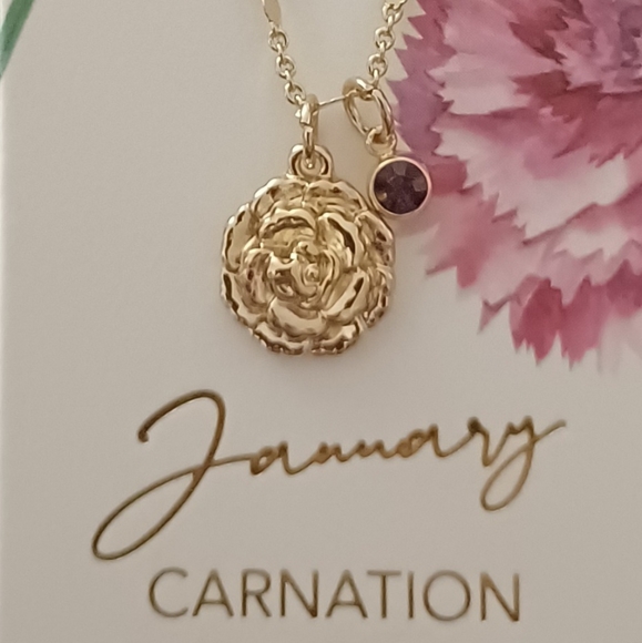 BIRTHDAY MONTH FLOWERS BIRTHSTONES NECKLACE CHOOSE - Picture 3 of 6